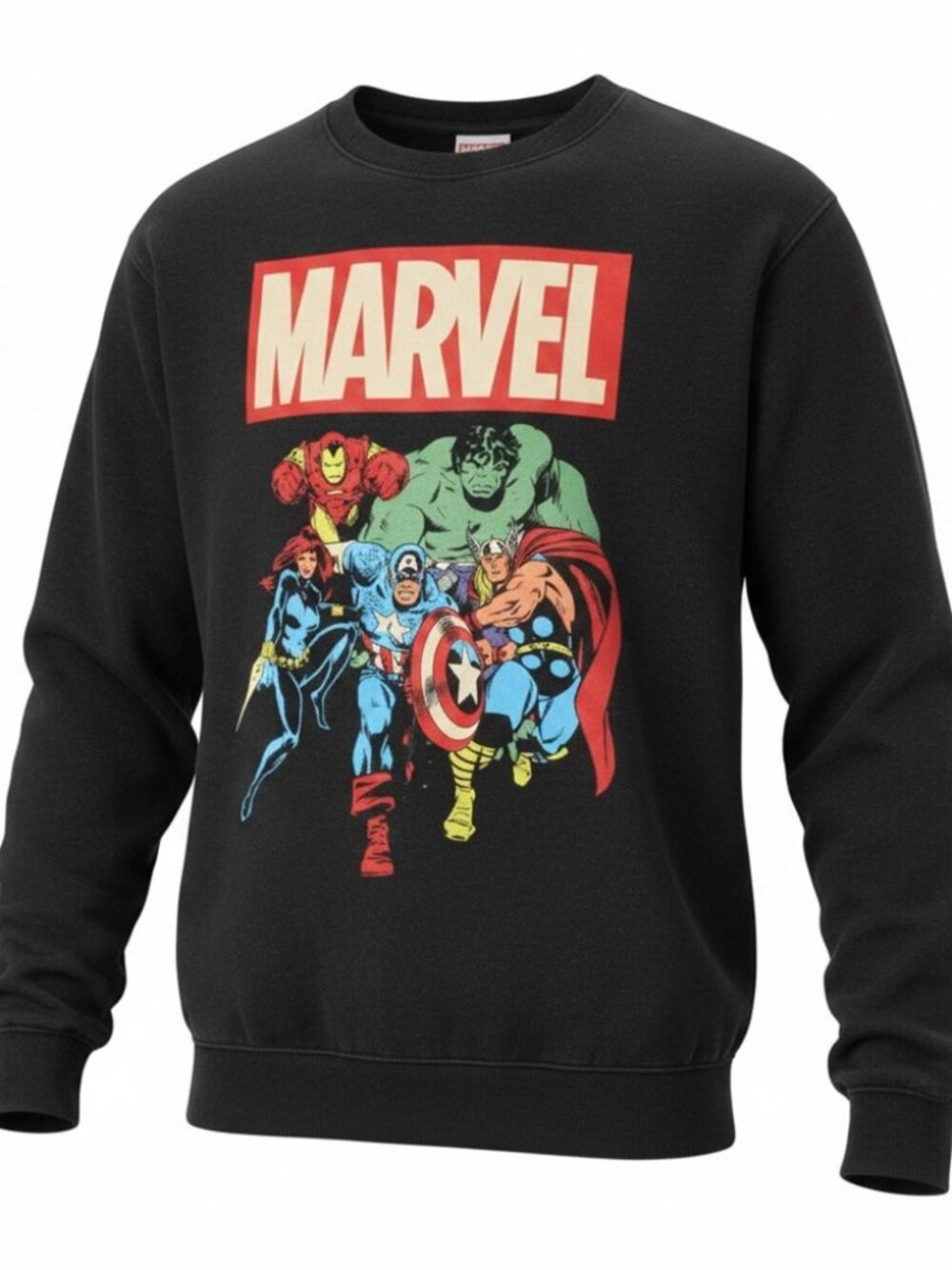 Marvel Classic Avengers Black Cotton Pullover Crew Sweater Men's M